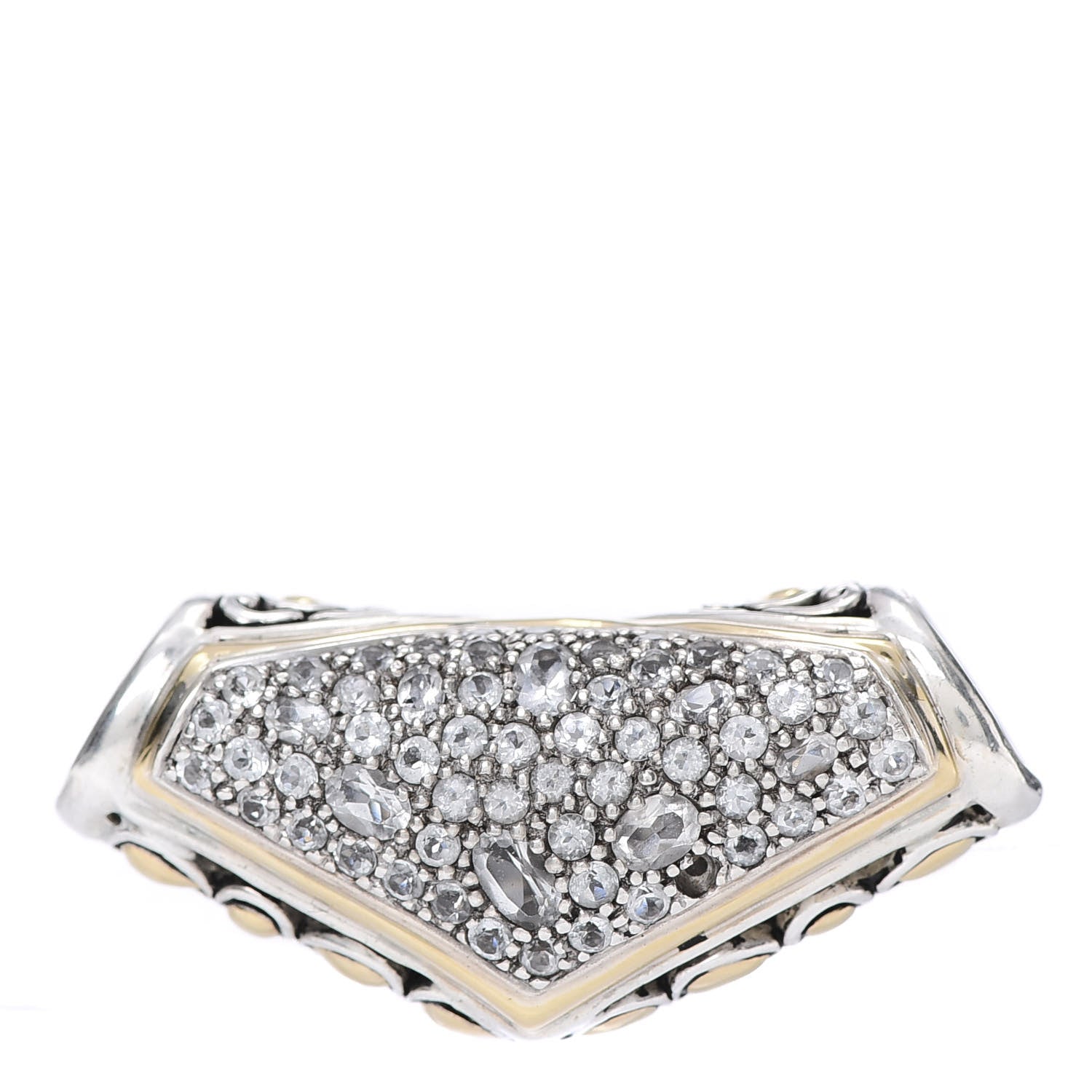 John Hardy Sterling Silver 18K Yellow Gold White Topaz Dot Slide Pendant 1 of 3