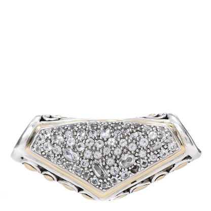 John Hardy Sterling Silver 18K Yellow Gold White Topaz Dot Slide Pendant 1 of 3