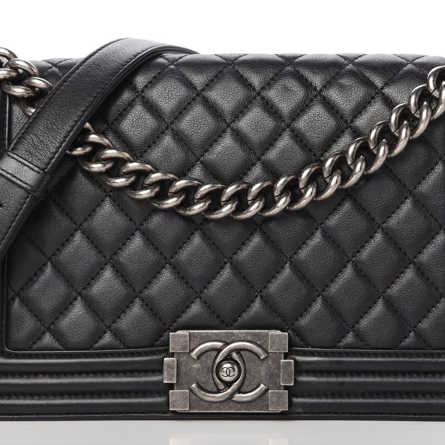 Calfskin Quilted Medium Boy Flap Black
