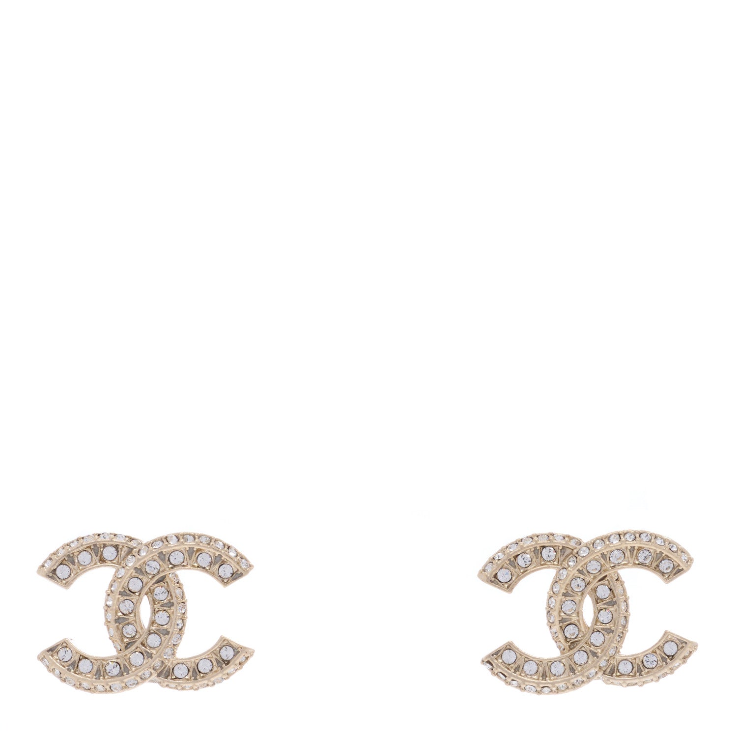 Chanel Crystal Timeless CC Earrings Light Gold 1 of 4