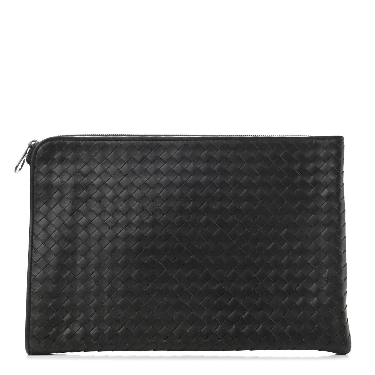 Nappa Intrecciato Flat Zip Pouch Black