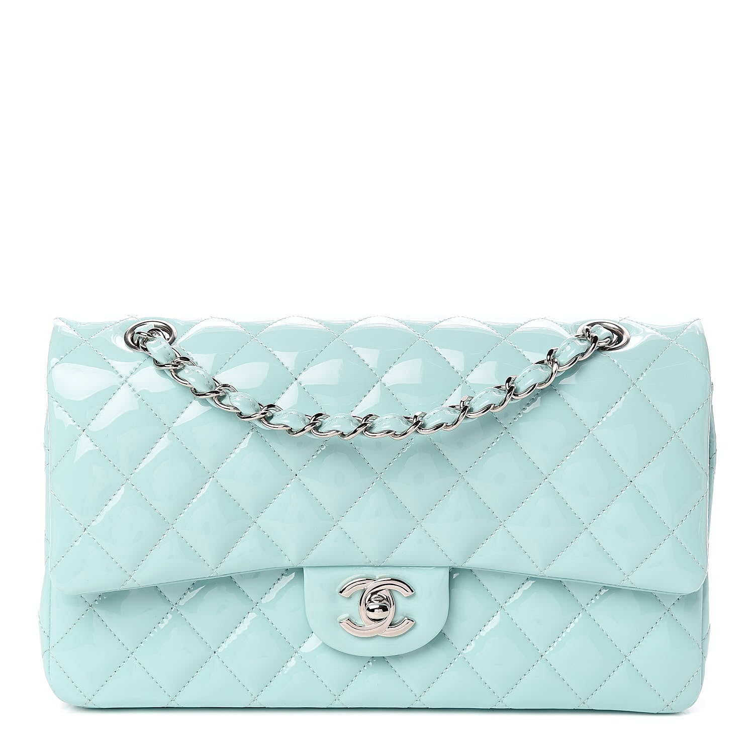 Chanel Patent Calfskin Quilted Medium Double Flap Light Green 1 of 11