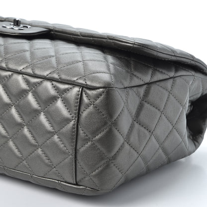 Chanel Metallic Calfskin Quilted Small XXL Travel Flap Bag Dark Silver 6 of 10