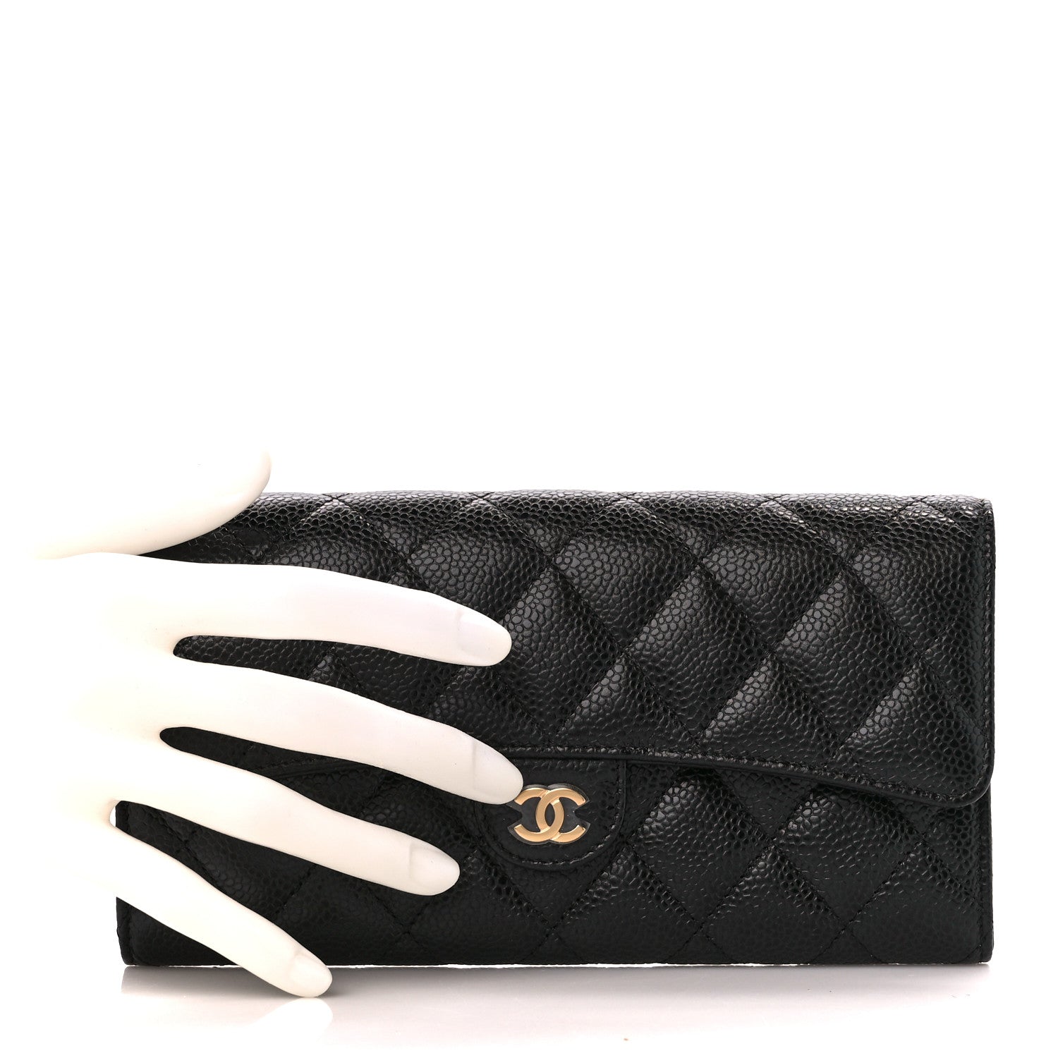 Chanel Caviar Quilted Large Gusset Flap Wallet Black 2 of 11