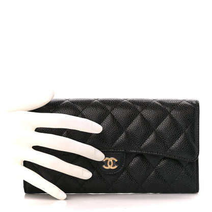 Chanel Caviar Quilted Large Gusset Flap Wallet Black 2 of 11