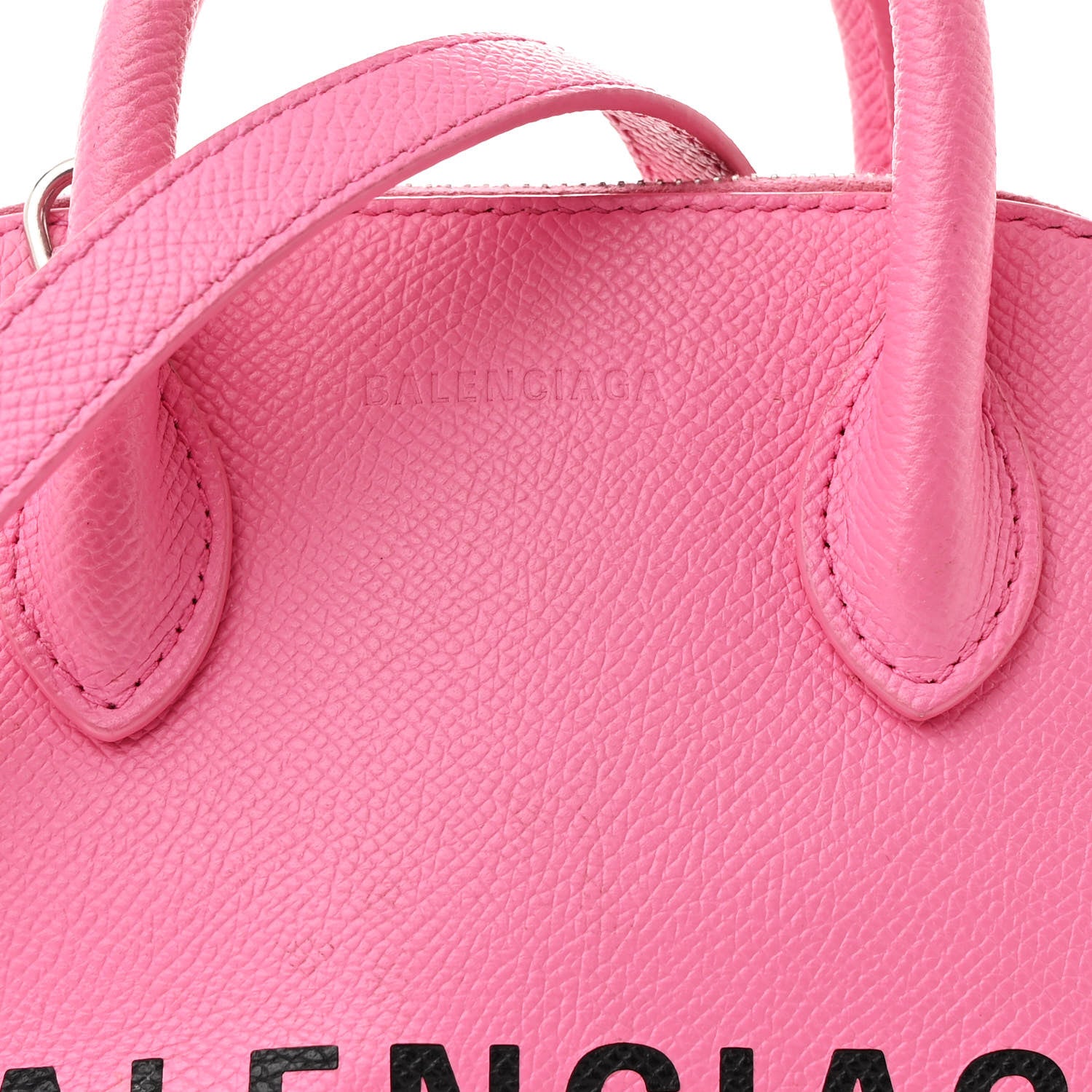 Balenciaga Signature Grained Calfskin Logo XXS Ville Top Handle Bag Rose Bubblegum Black 7 of 12