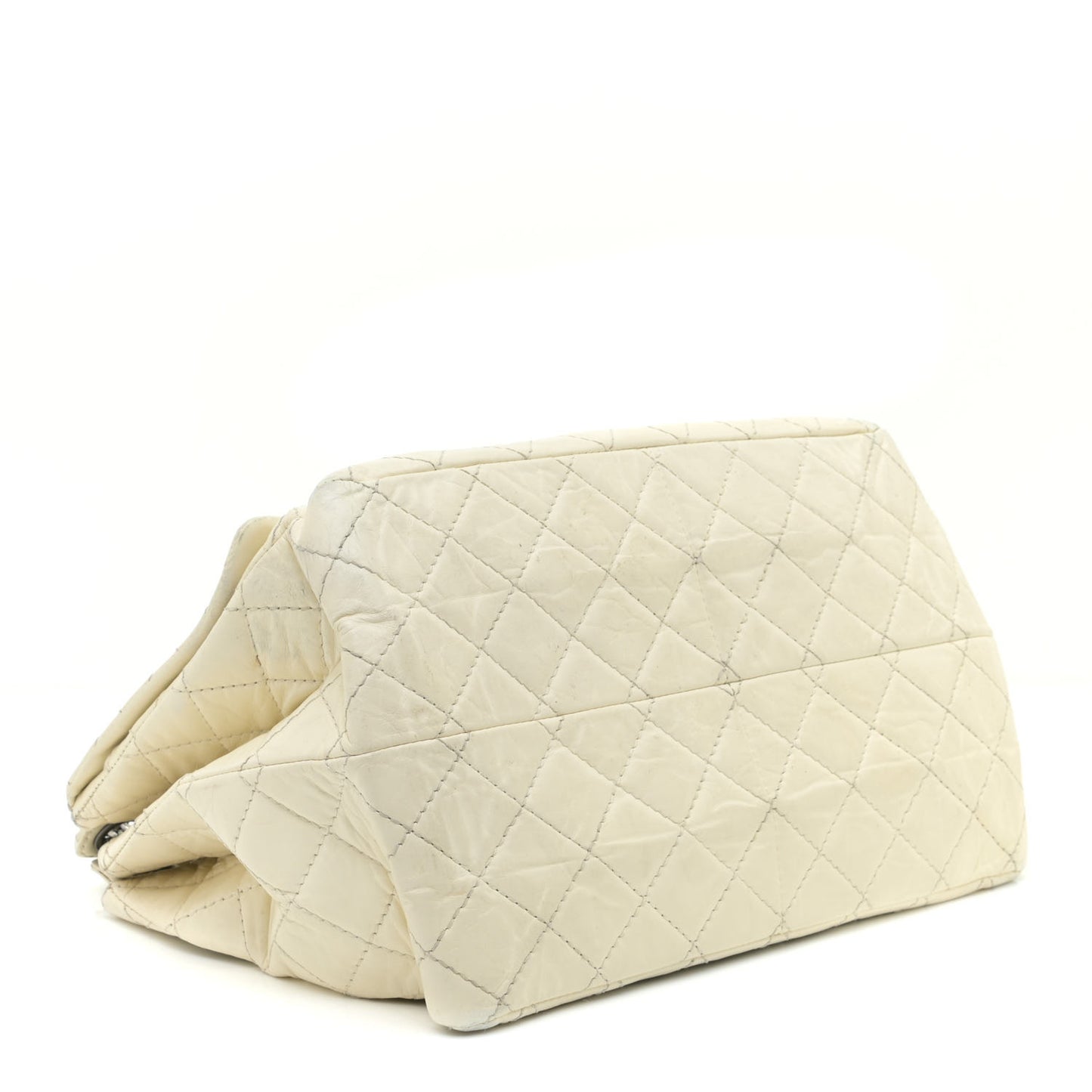 Aged Calfskin Quilted Reissue 2.55 Accordion Flap White