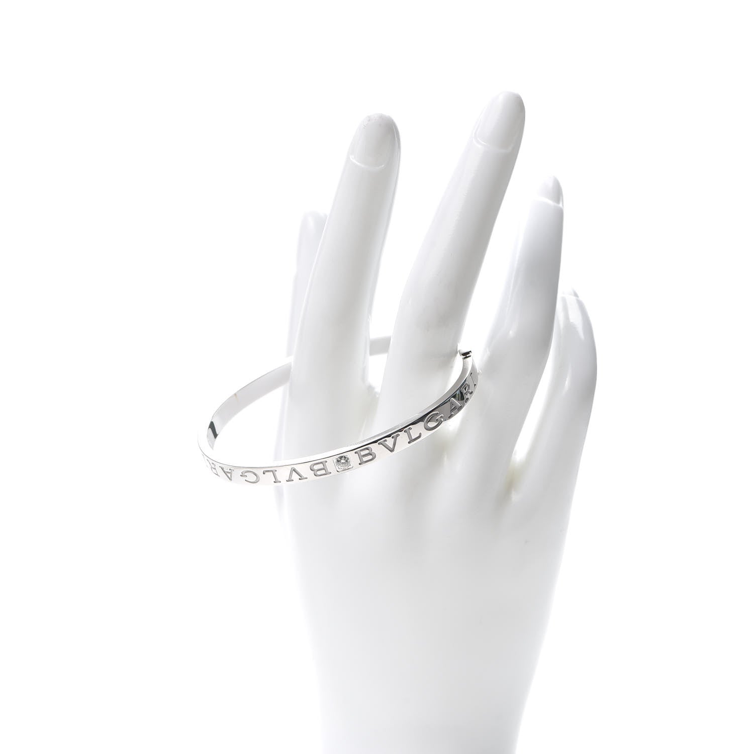 Bulgari 18K White Gold Diamond B.Zero1 Essential Bangle Bracelet M 2 of 4