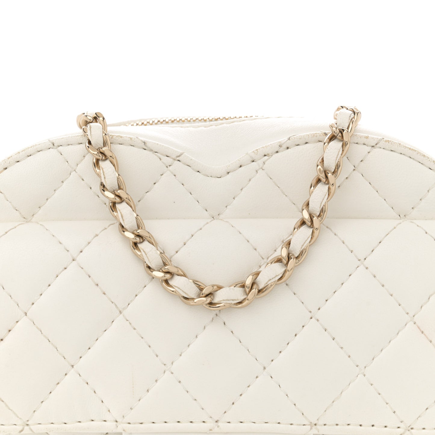 Lambskin Quilted CC In Love Heart Bag White