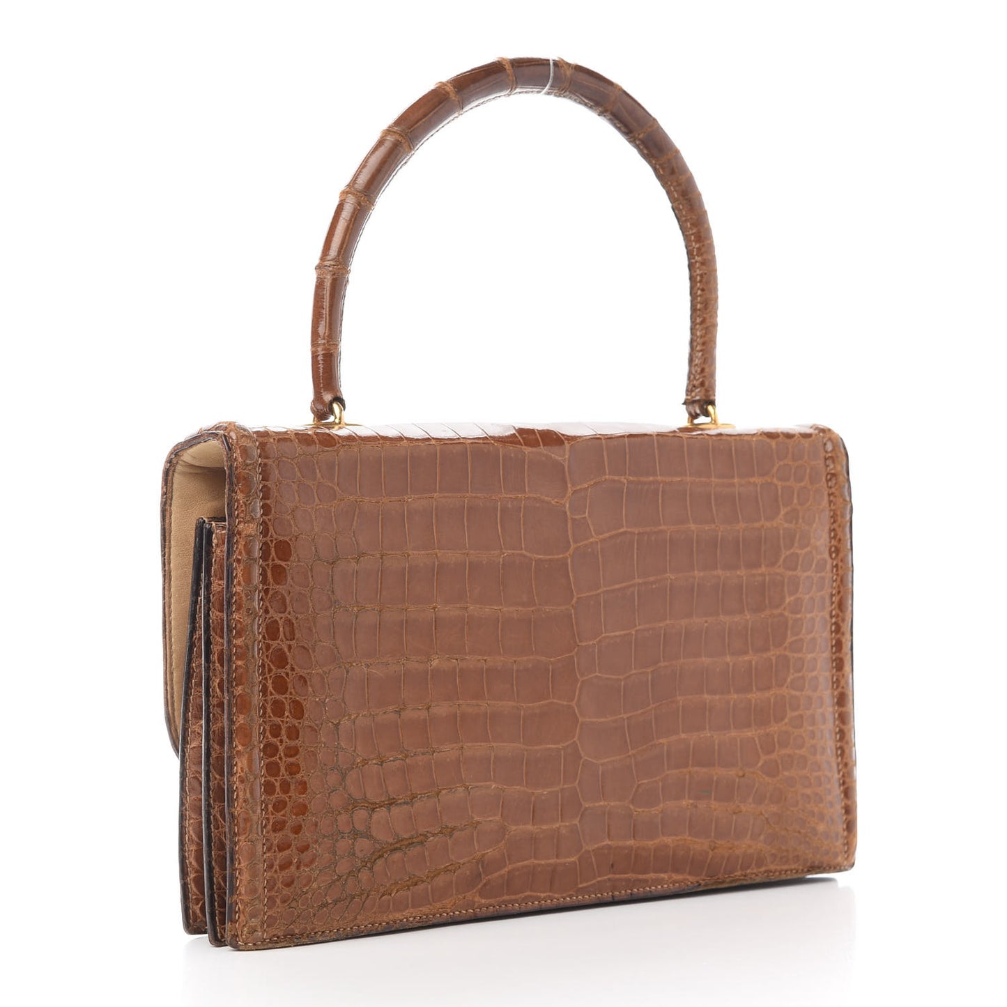 Shiny Porosus Crocodile Sac Chaine d Ancre Fauve