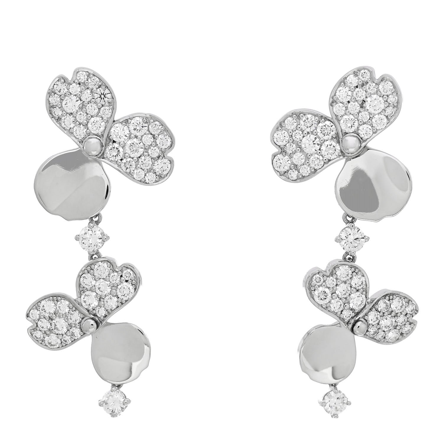 Tiffany Platinum Diamond Paper Flowers Cluster Drop Earrings 1 of 5