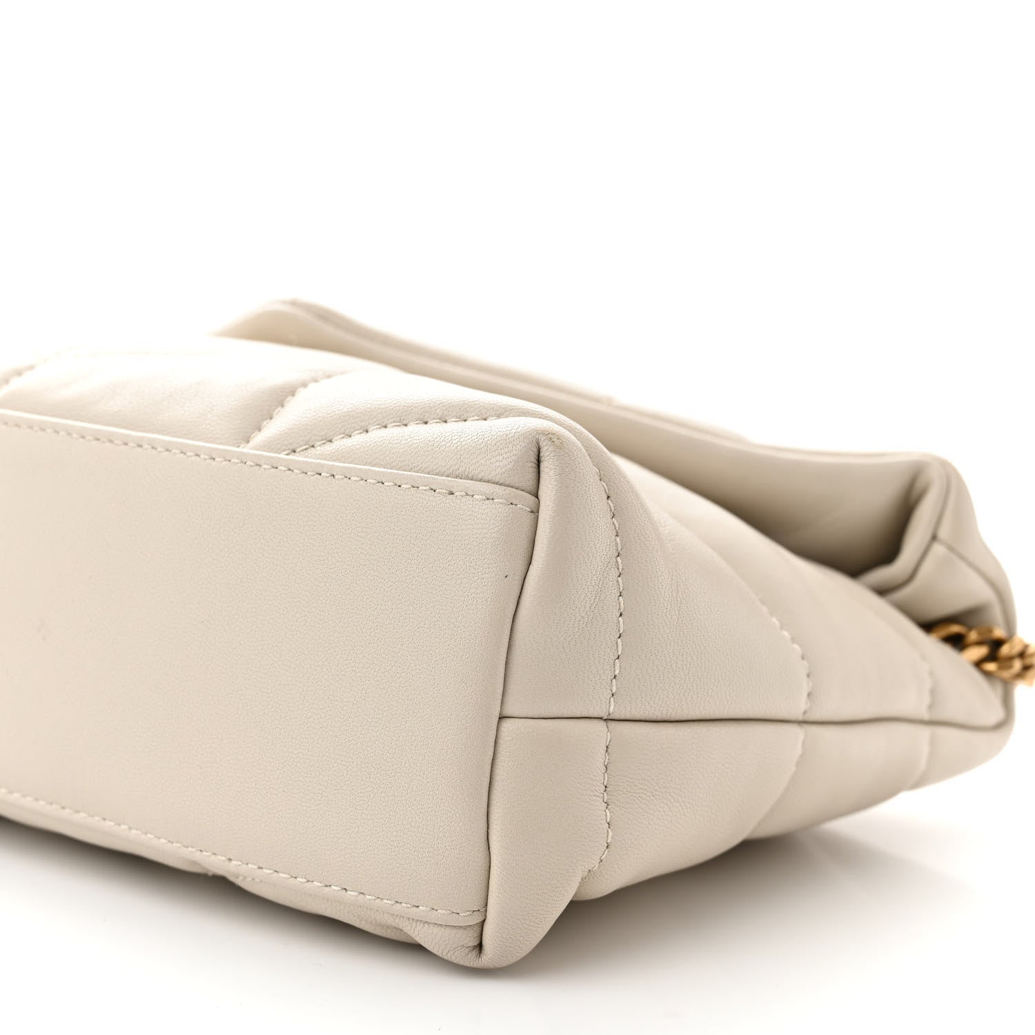 Saint Laurent Lambskin Quilted Toy Loulou Puffer Monogram Chain Satchel Blanc Vintage 10 of 12