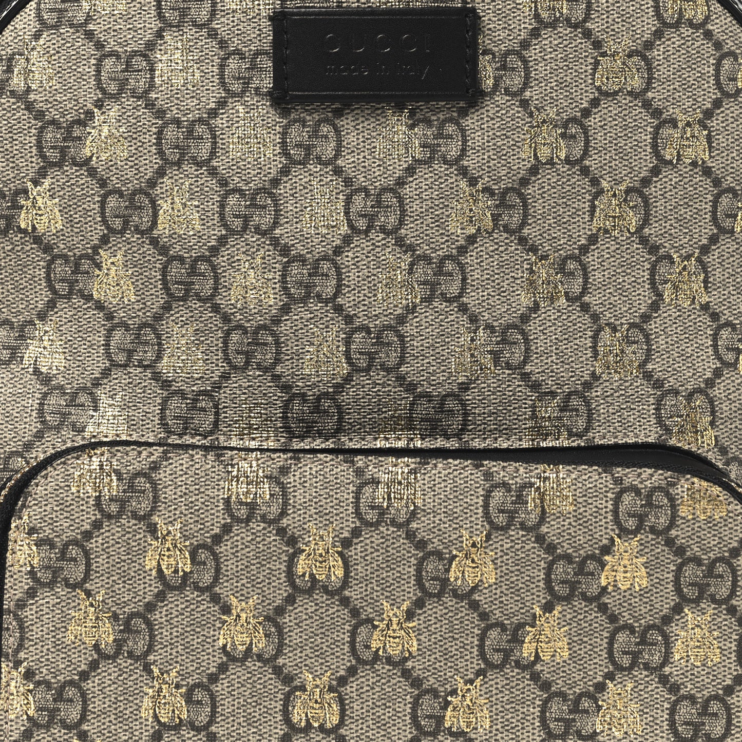 GG Supreme Monogram Bees Print Small Day Backpack Beige Oro Black
