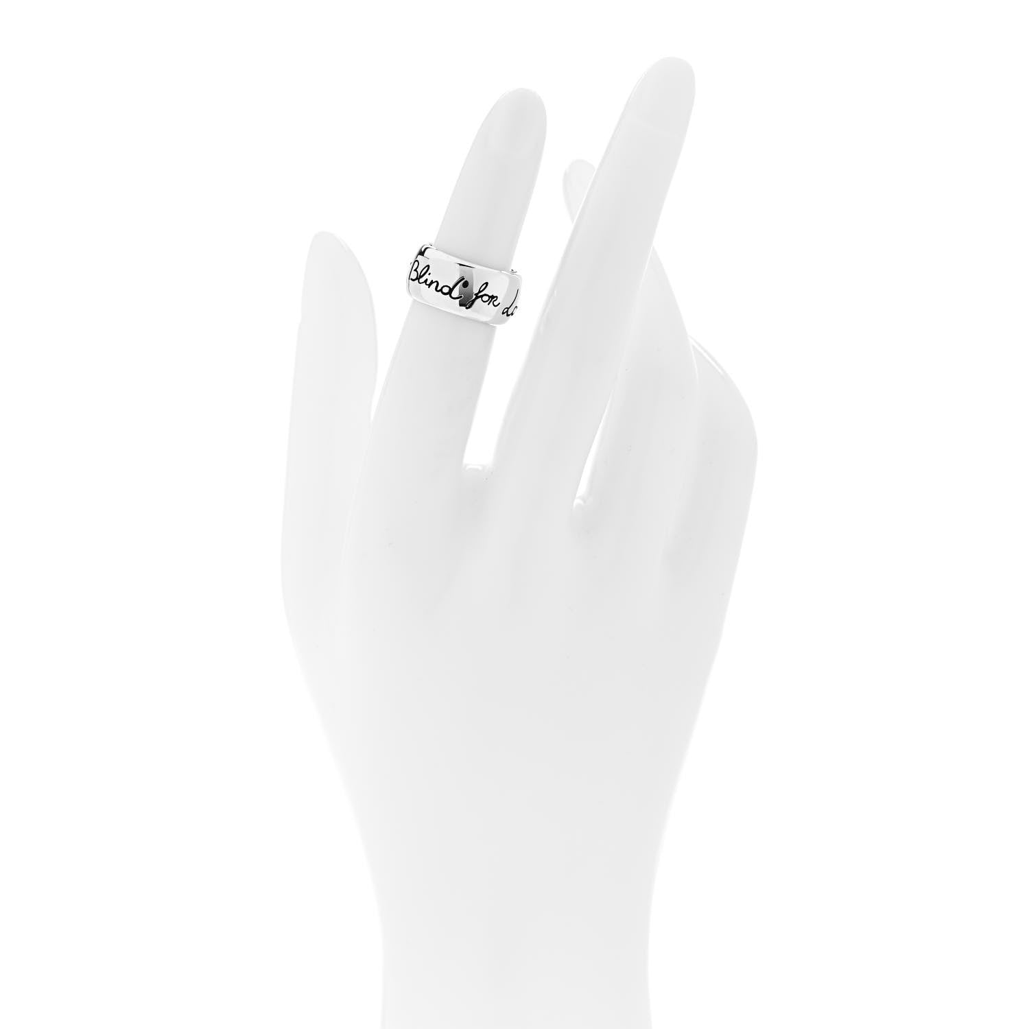 Gucci Sterling Silver Wide Blind for Love Band Ring 47 4 2 of 5