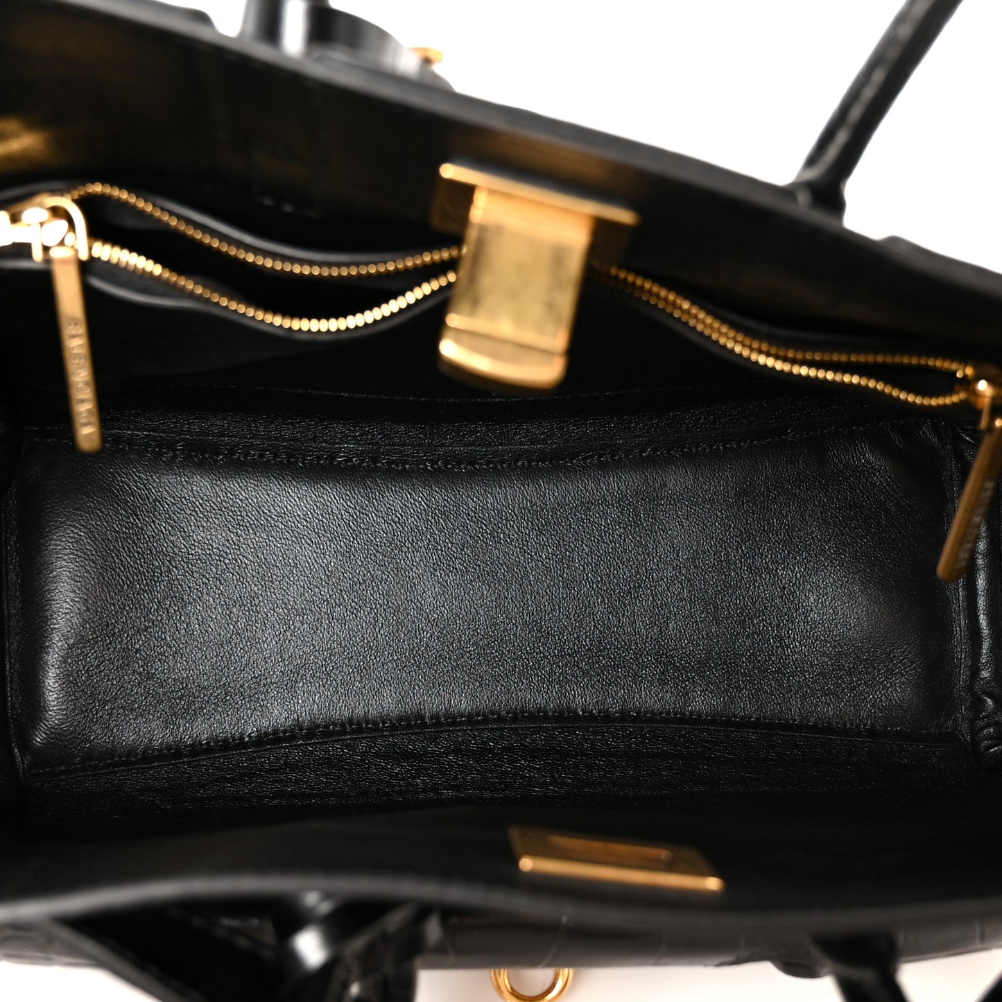 Calfskin Crocodile Embossed Mini Bel Air Carry All Bag Black