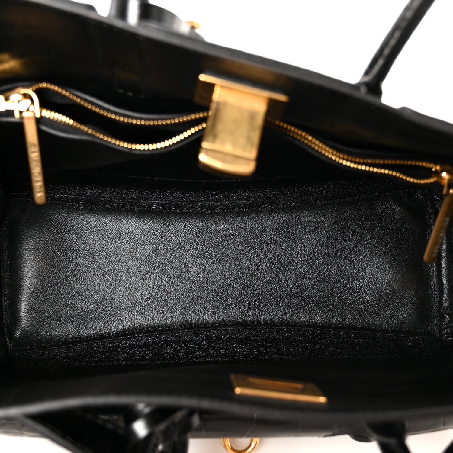 Balenciaga Calfskin Crocodile Embossed Mini Bel Air Carry All Bag Black 5 of 12