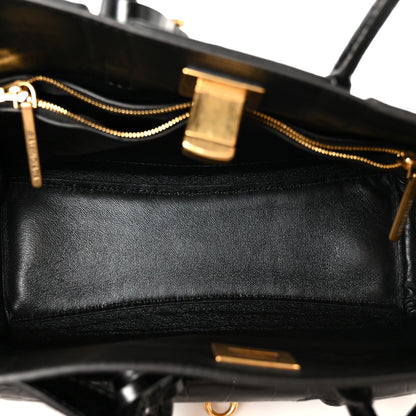 Balenciaga Calfskin Crocodile Embossed Mini Bel Air Carry All Bag Black 5 of 12