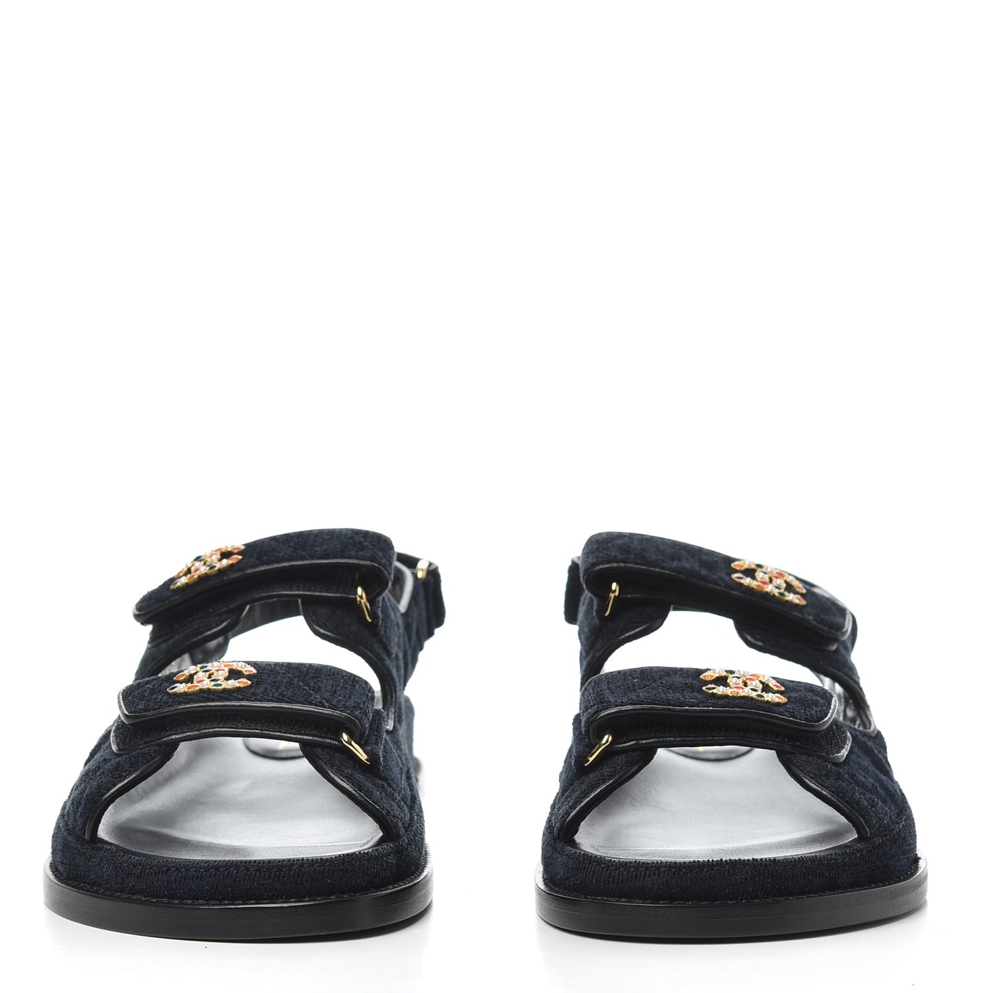 Denim Quilted Dad Sandals 38 Blue