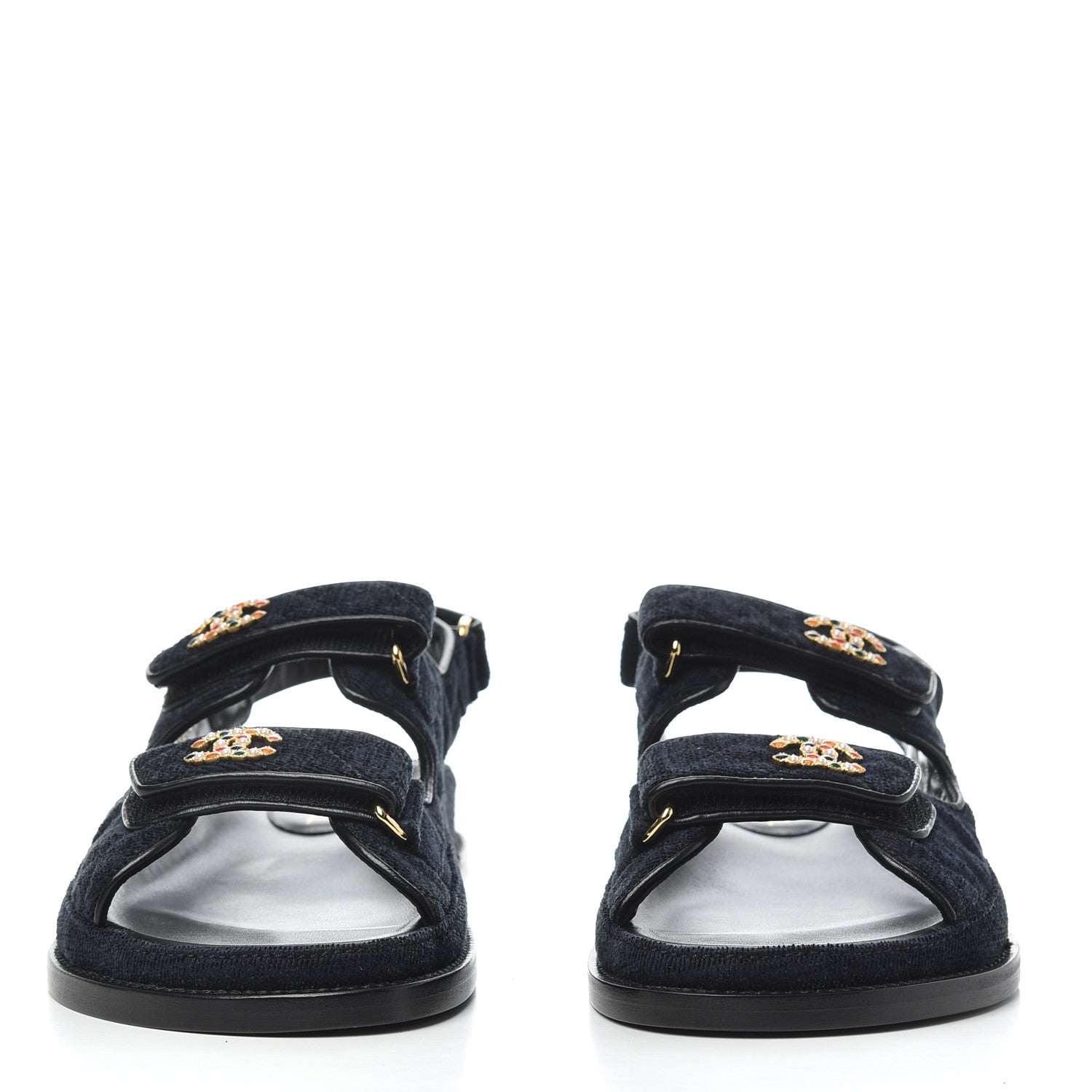 Chanel Denim Quilted Dad Sandals 38 Blue 2 of 9
