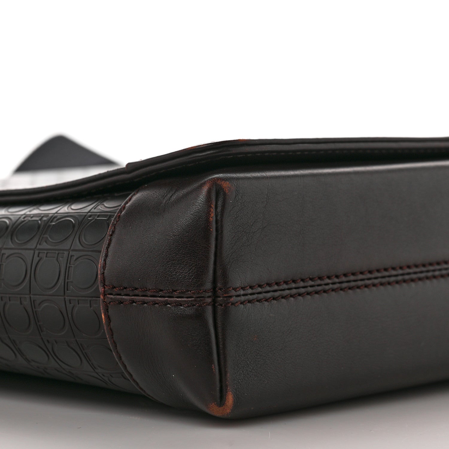 Salvatore Ferragamo Calfskin Gancini Messenger Bag Dark Brown 7 of 11