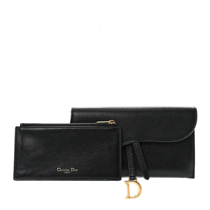 Christian Dior Grained Calfskin Saddle Chain Wallet Pouch Black 2 of 7