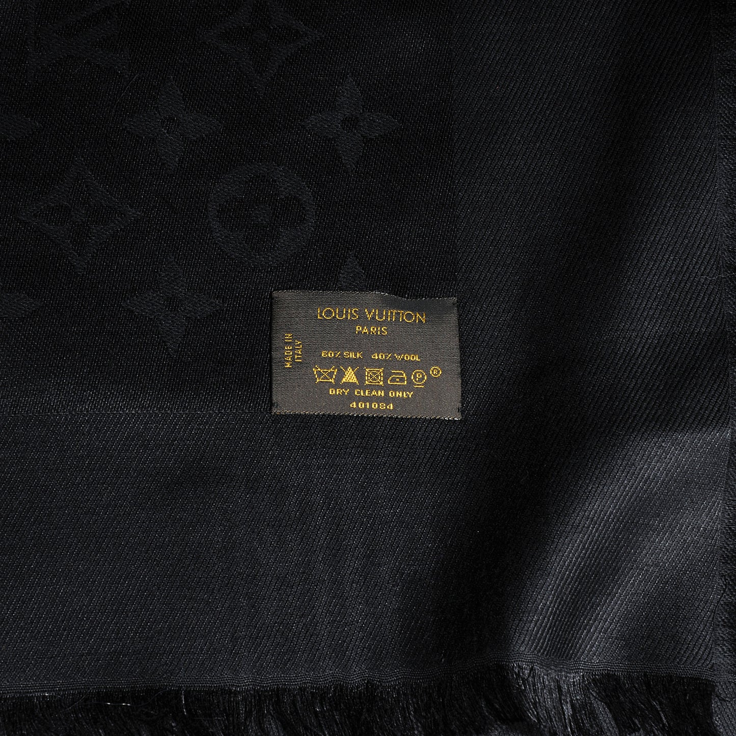 Silk Wool Monogram Shawl Black