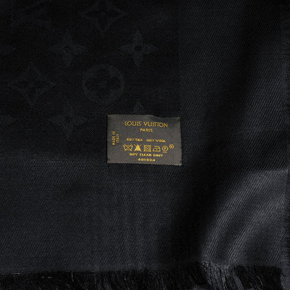 Louis Vuitton Silk Wool Monogram Shawl Black 5 of 5