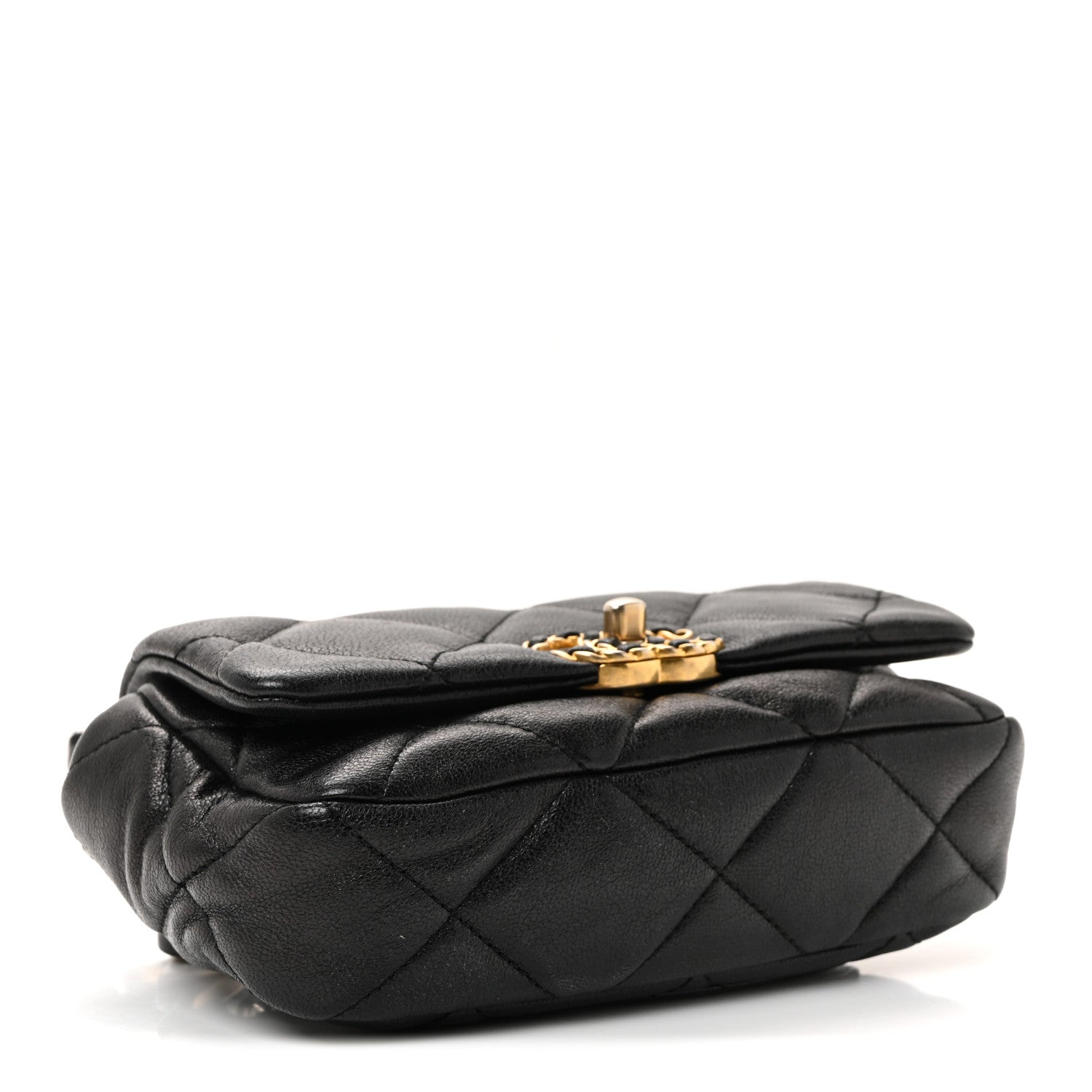 Chanel Goatskin Quilted Chanel 19 Waist Bag Black 6 of 19