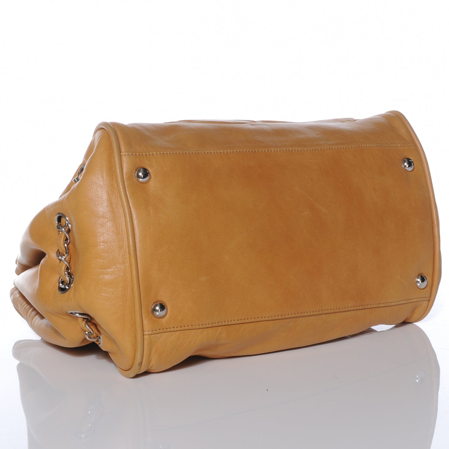 Leather Diagonal Ligne Large Tote Dark Beige