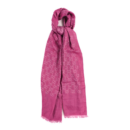 Gucci Wool Silk GG Monogram GGNat Scarf Roseate 1 of 4