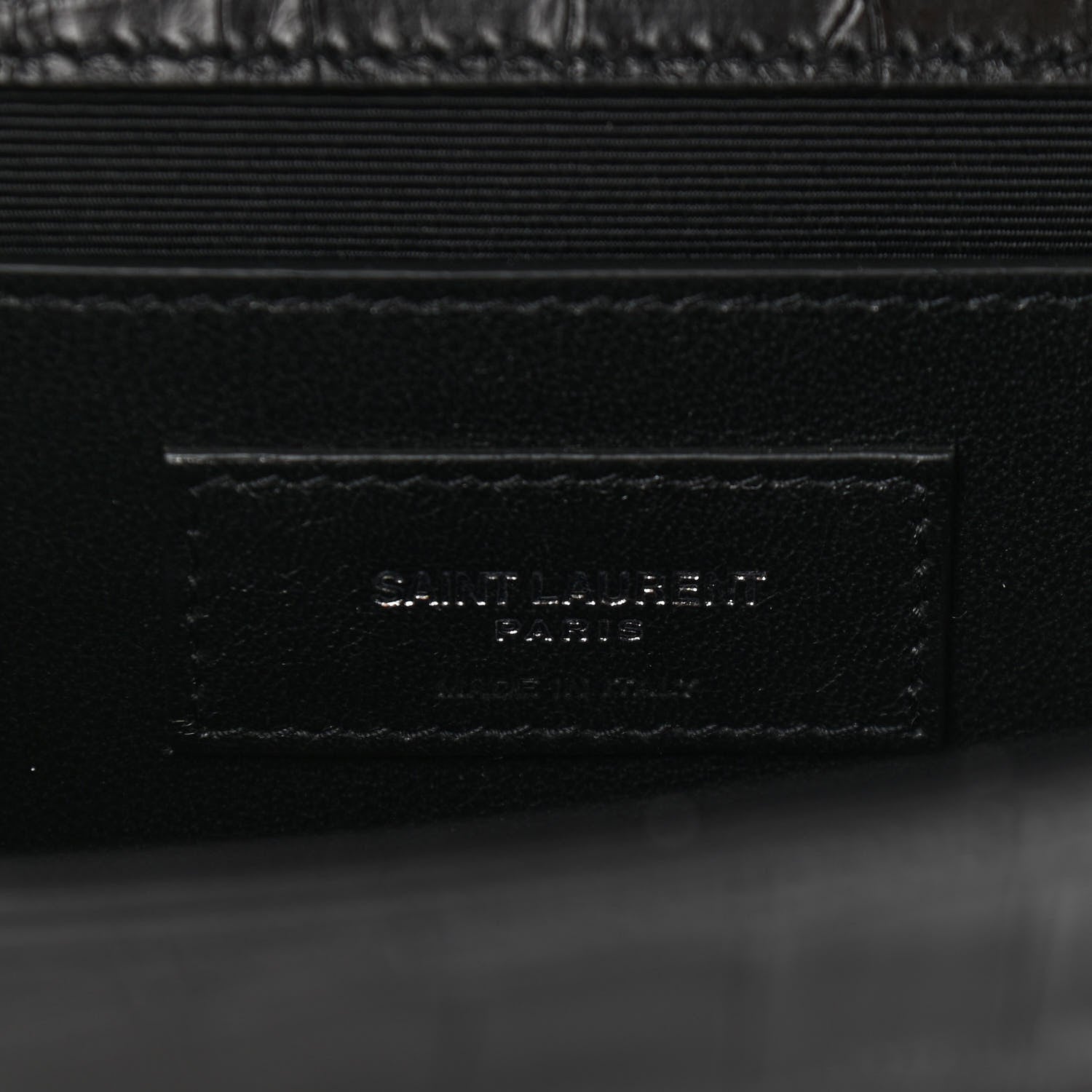 Saint Laurent Calfskin Crocodile Embossed Medium Classic Monogram Kate Tassel Satchel Black 7 of 11