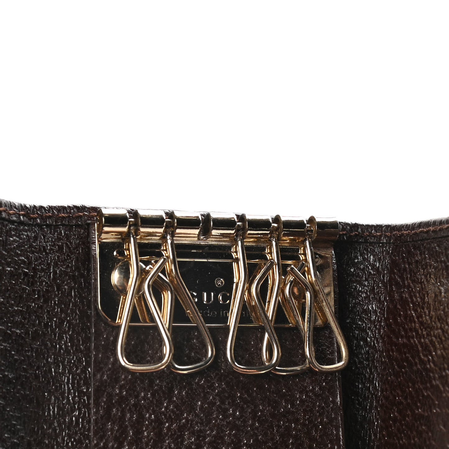 Monogram Calfskin Ladies Web 6 Key Holder Case Beige Ebony Cocoa