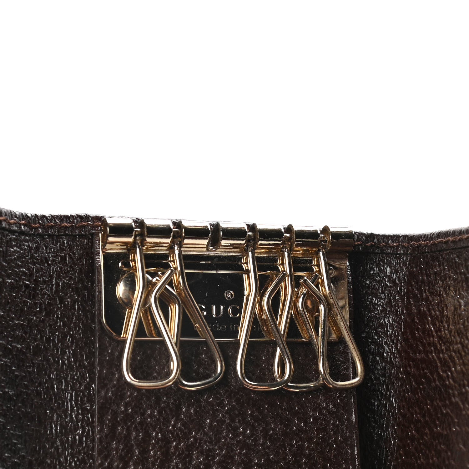 Gucci Monogram Calfskin Ladies Web 6 Key Holder Case Beige Ebony Cocoa 11 of 13