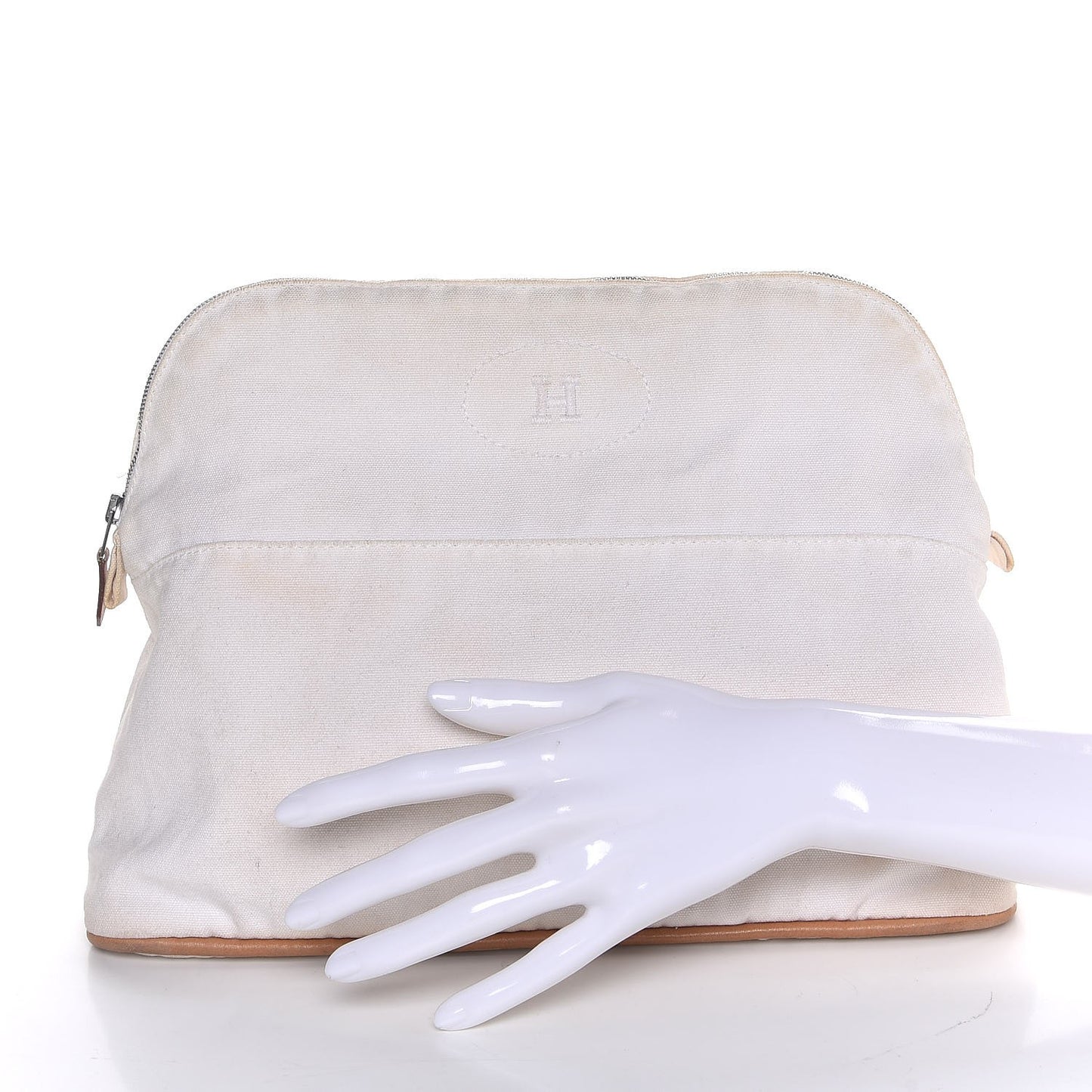 Cotton Canvas Bolide Travel Cosmetic Pouch White