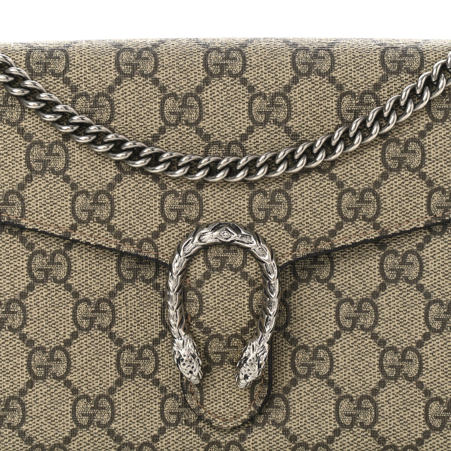 GG Supreme Monogram Mini Dionysus Chain Wallet Beige Vulcanic Red