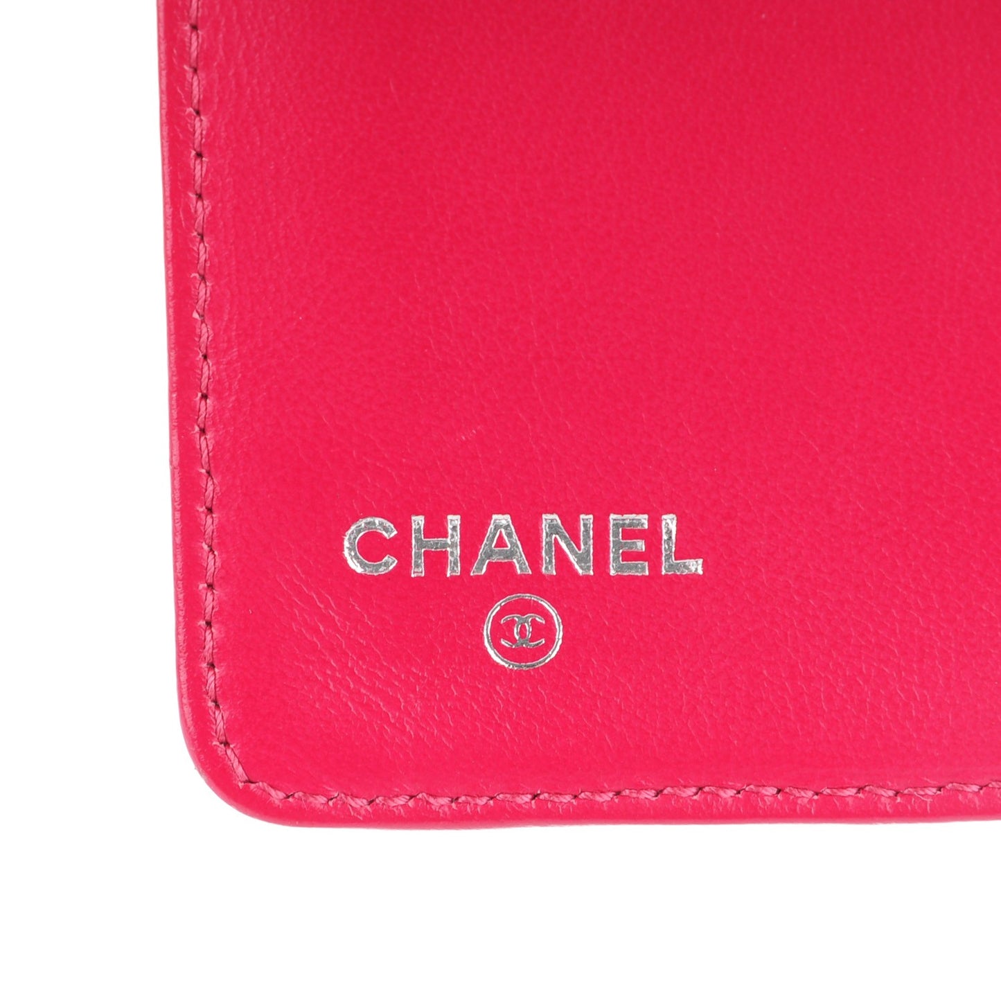 Lambskin Diamond Stitched Yen Wallet Fuchsia