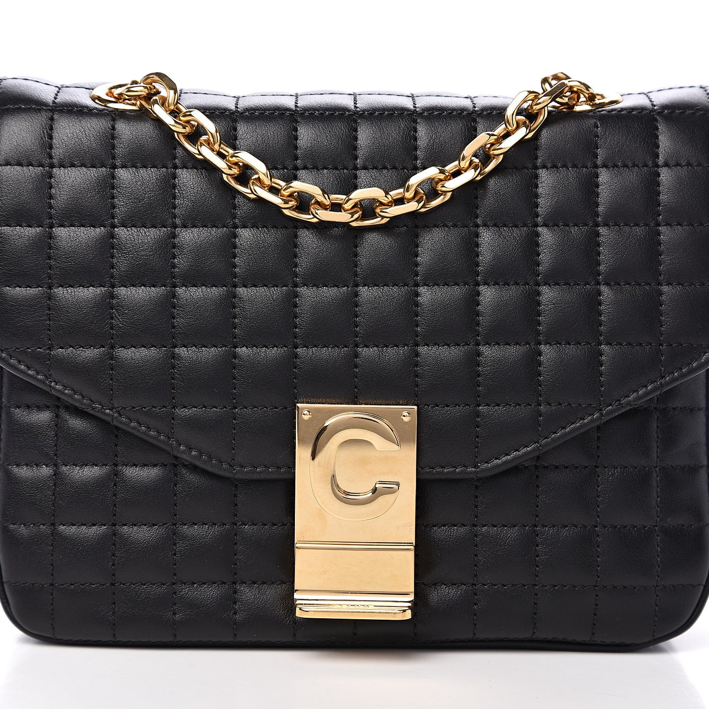 Calfskin Quilted Medium C Bag Black
