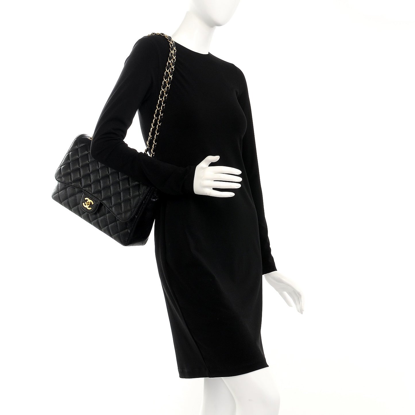 Caviar Quilted Jumbo Single Flap Black