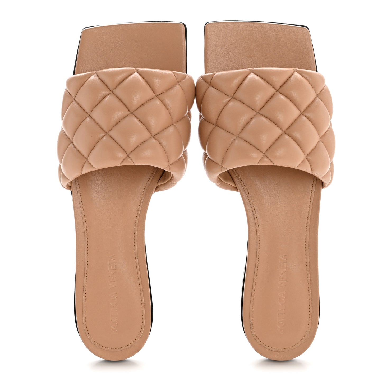 Nappa Matelasse Padded Flat Sandals 36.5 Tan