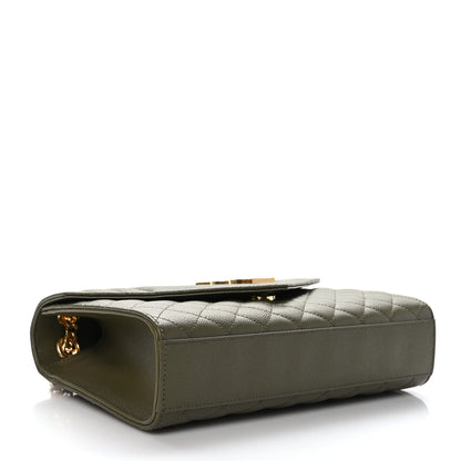 Saint Laurent Grain De Poudre Textured Mixed Matelasse Medium Triquilt Monogram Satchel Vert Fonce 4 of 8