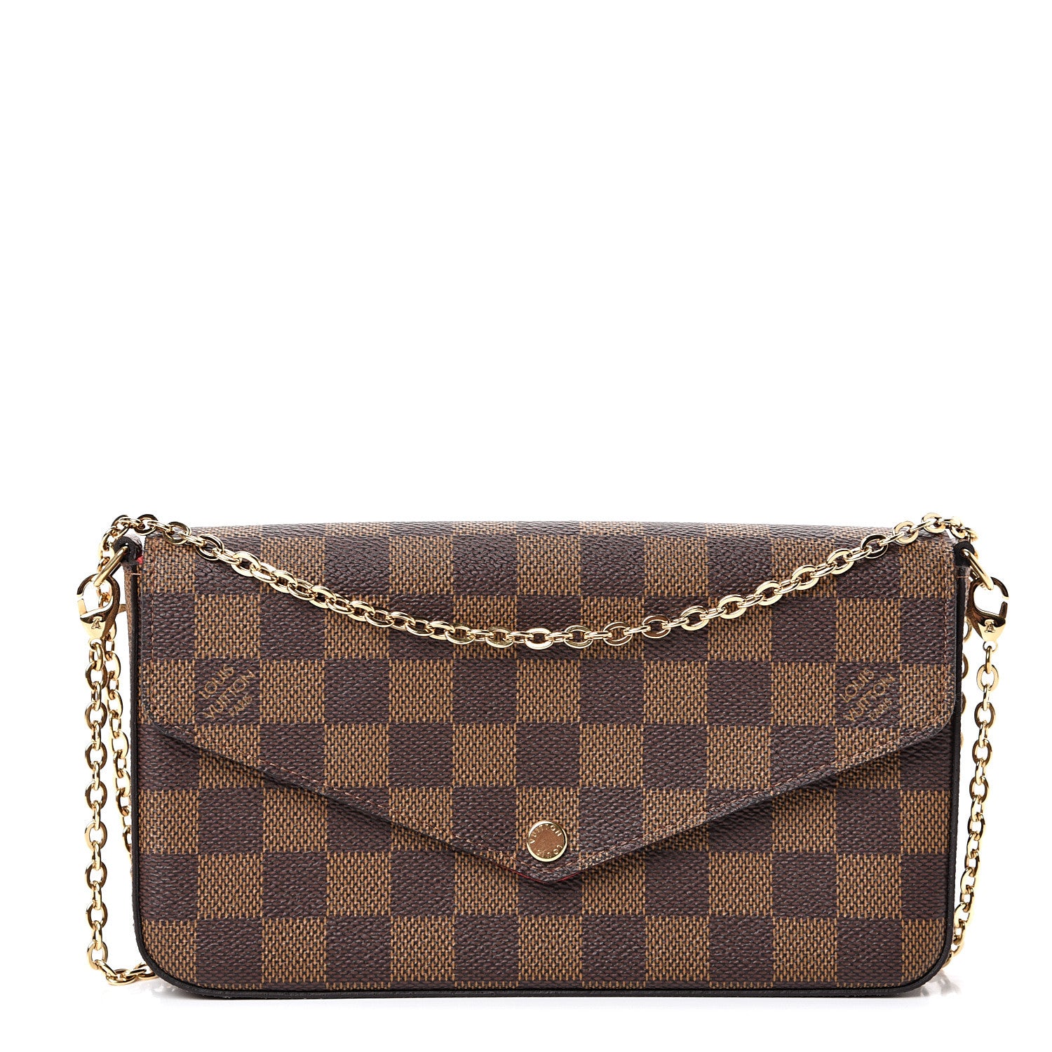 Louis Vuitton Damier Ebene Pochette Felicie Chain Wallet 1 of 15