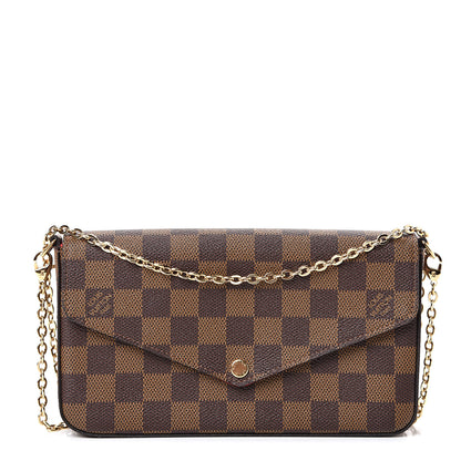 Louis Vuitton Damier Ebene Pochette Felicie Chain Wallet 1 of 15