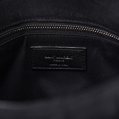Saint Laurent Nubuck Crocodile Embossed Monogram Medium Niki Chain Satchel Black 8 of 10
