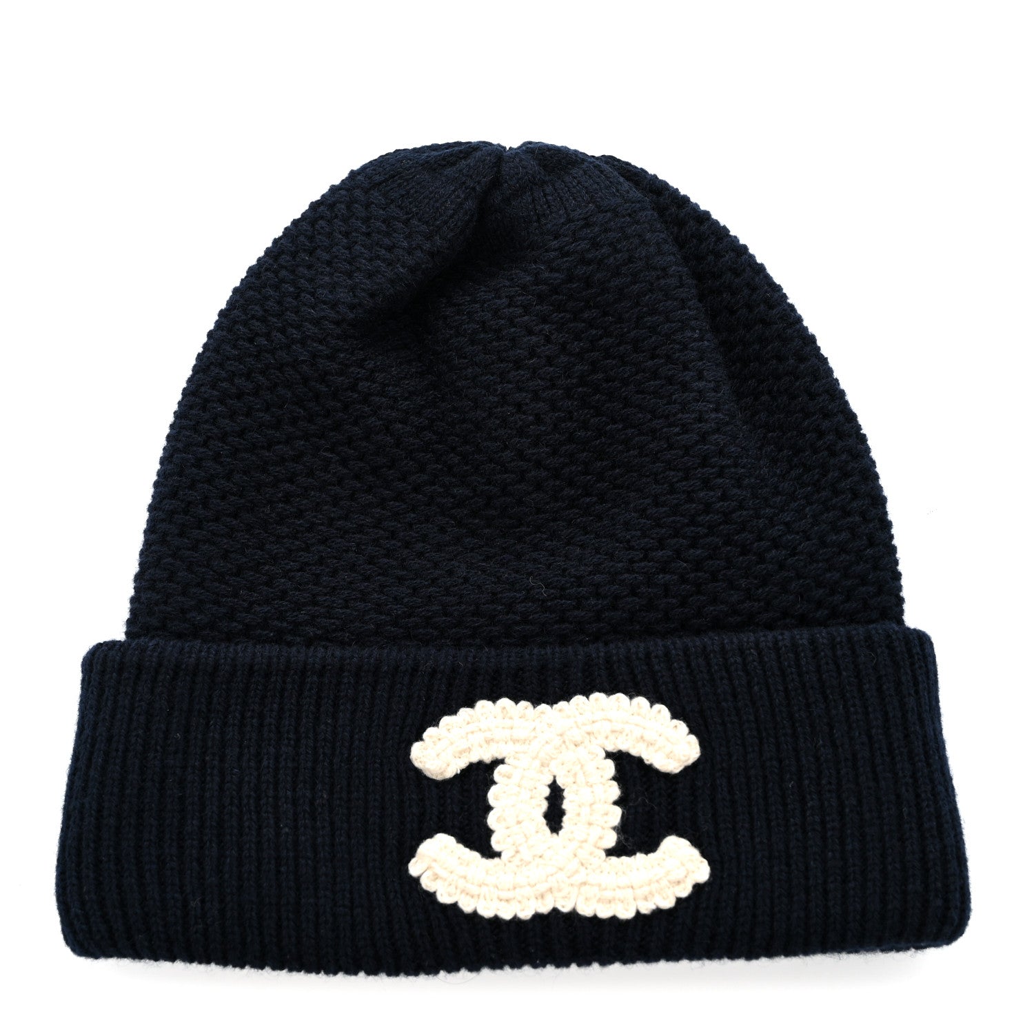 Chanel Cashmere CC Beanie Hat Navy 1 of 6