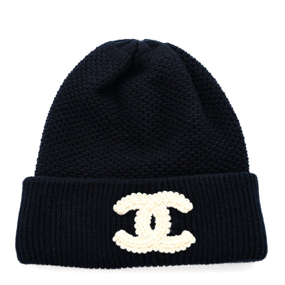 Chanel Cashmere CC Beanie Hat Navy 1 of 6
