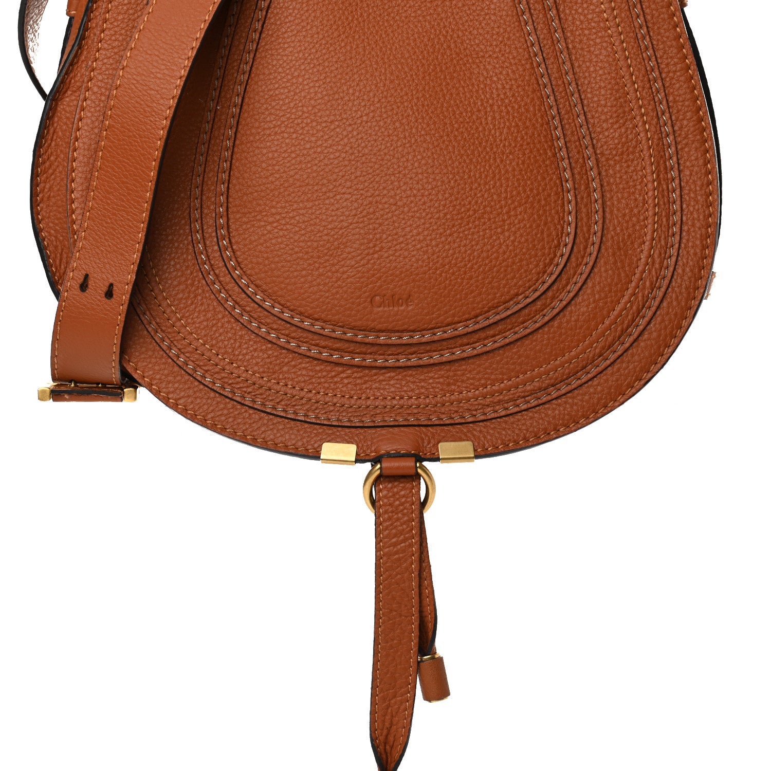 Chloe Calfskin Medium Marcie Round Crossbody Bag Tan 8 of 13