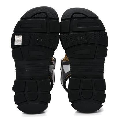 Gucci X SEGA Nappa Mesh Mens Aguru Sandals 9 Loess Black 5 of 9