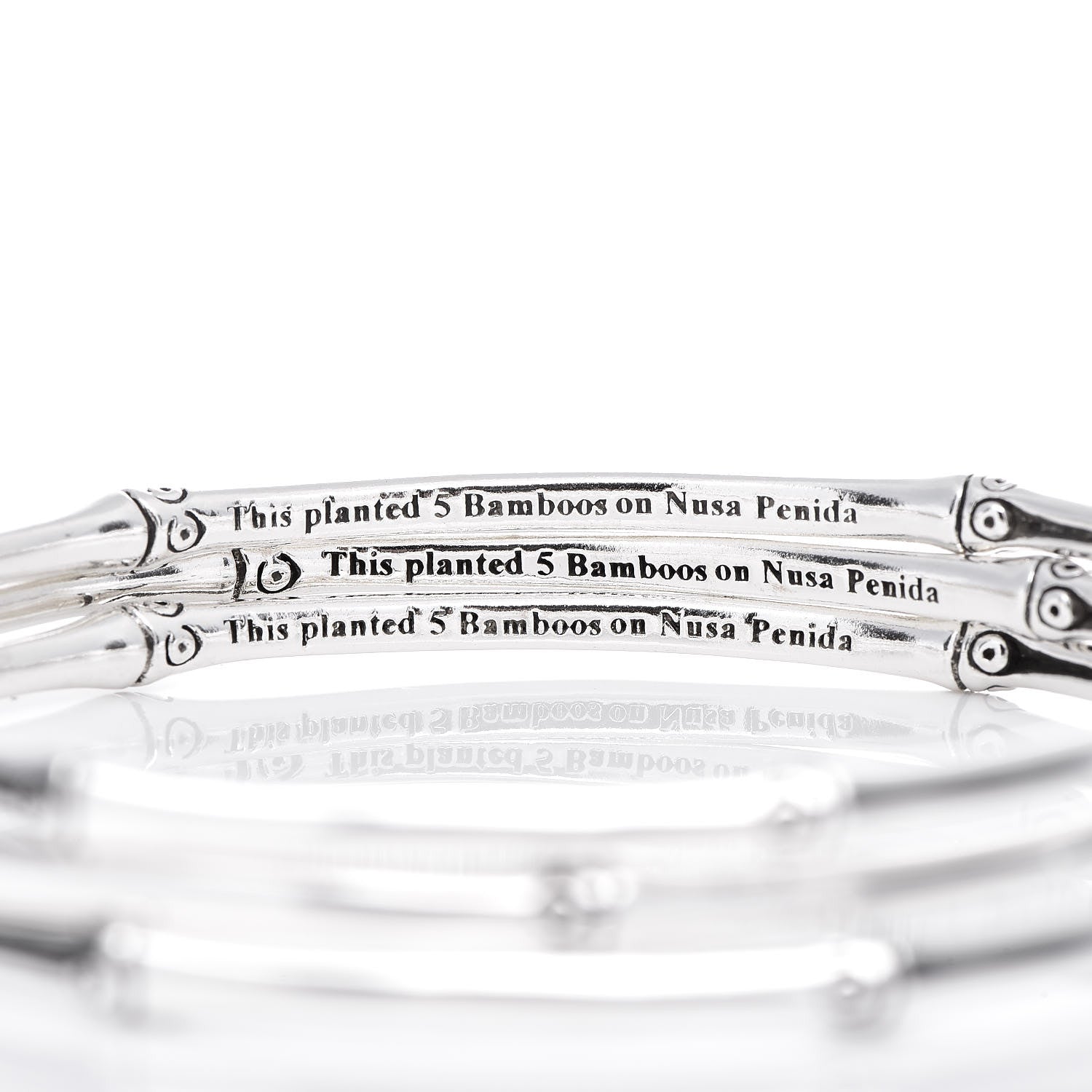 John Hardy Sterling Silver Bamboo Bangle Bracelet Set of 3 4 of 5