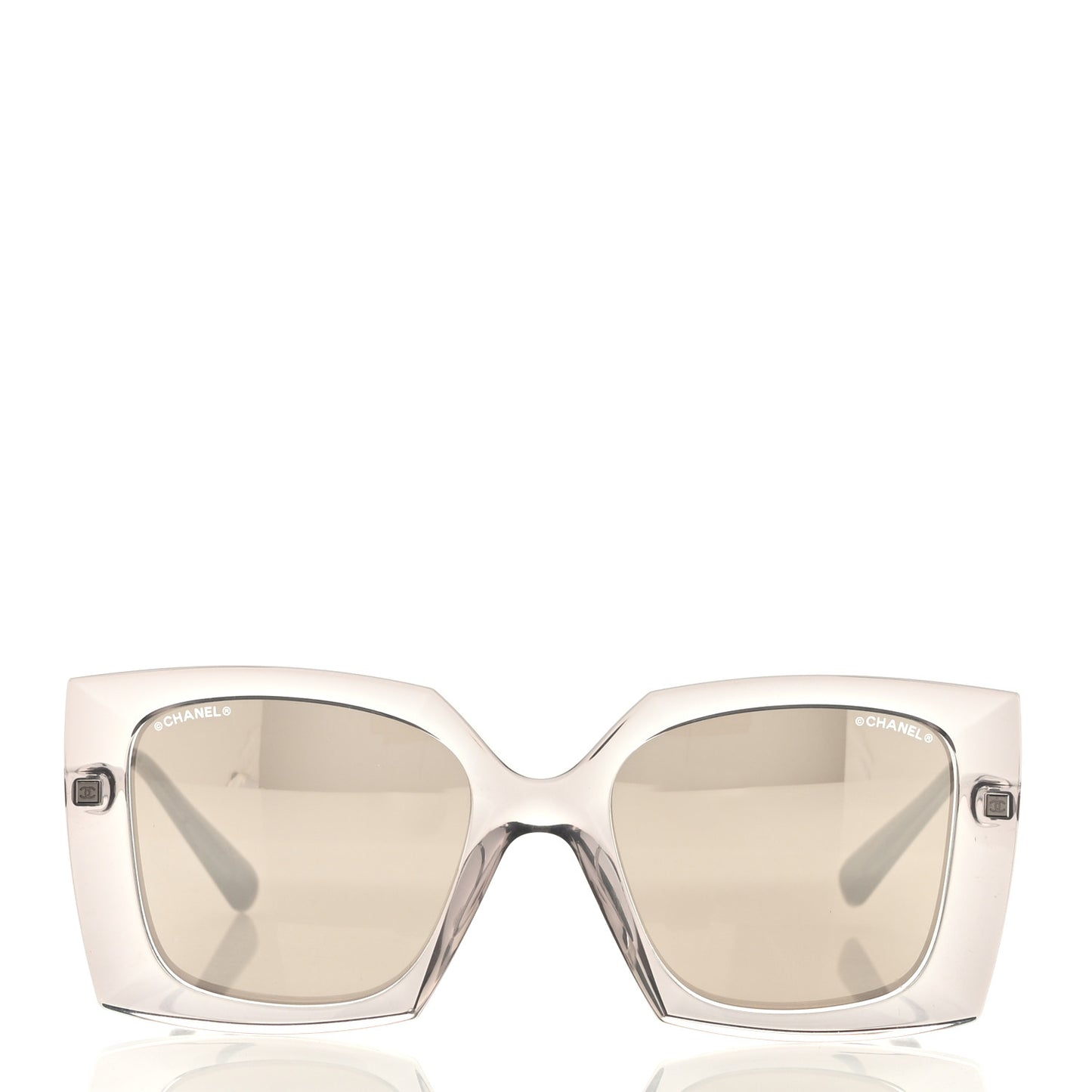 18K White Gold Mirror Square Sunglasses 6051 Gray
