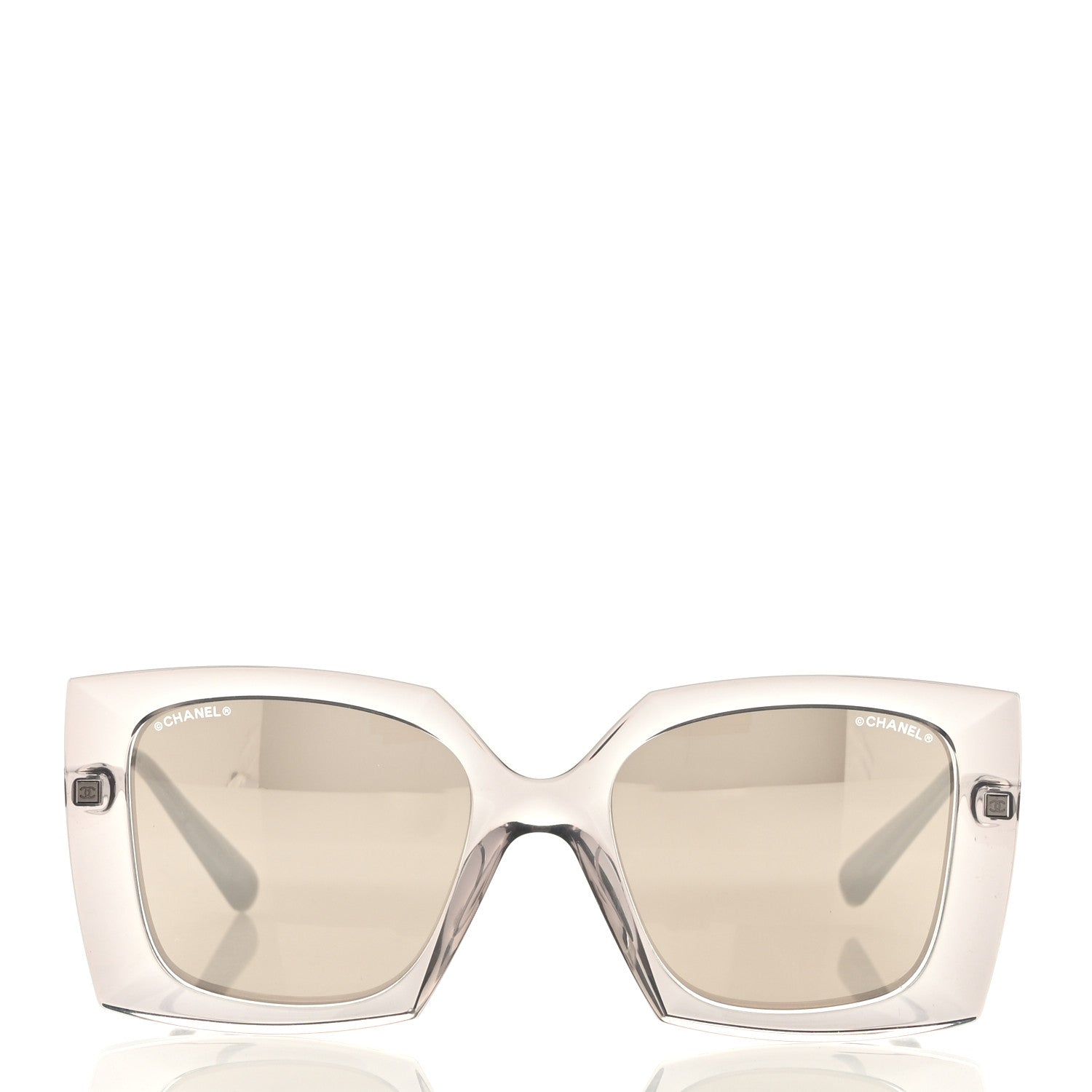 Chanel 18K White Gold Mirror Square Sunglasses 6051 Gray 2 of 6